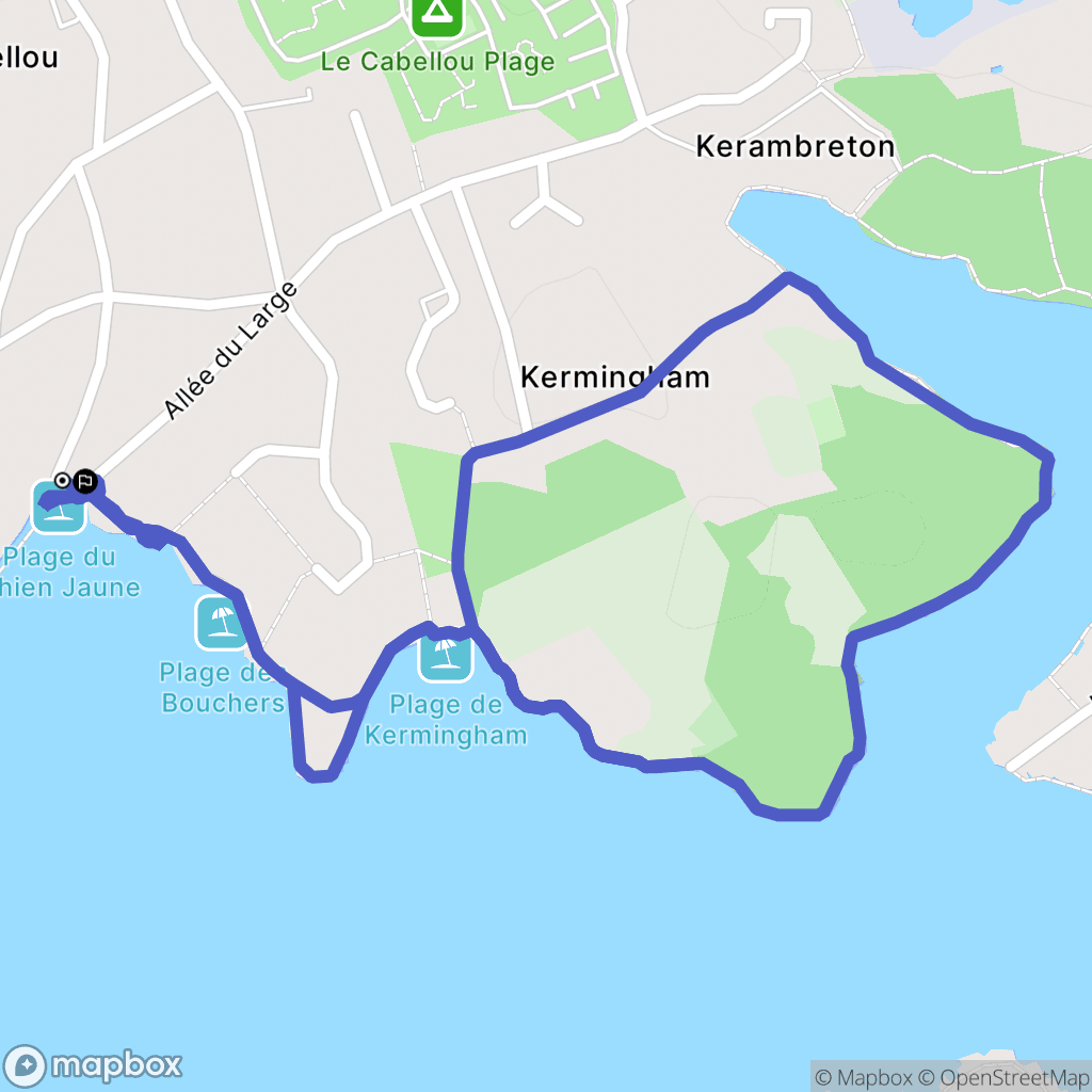 Concarneau : carte du parcours de randonnée - France
