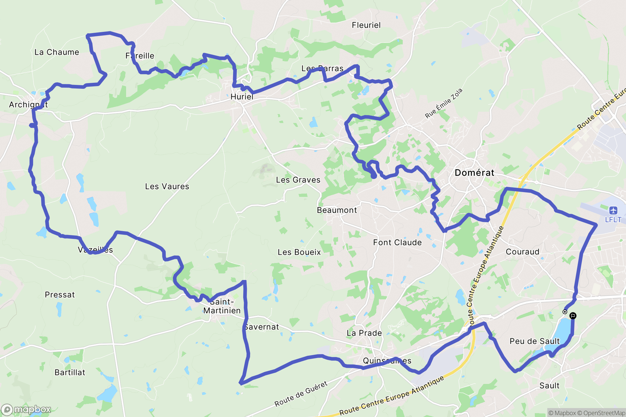 Prémilhat : carte du parcours de randonnée - France