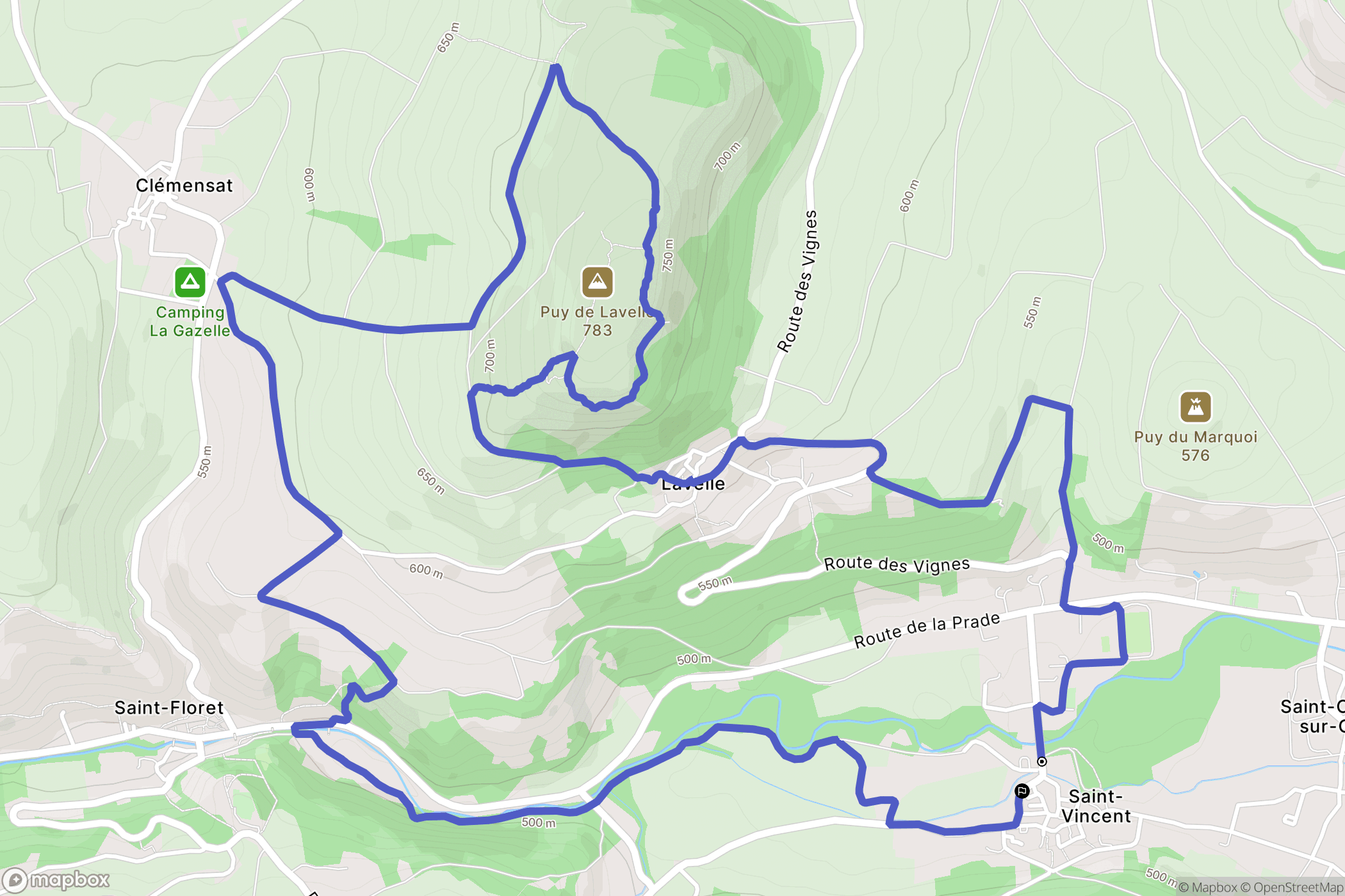 Saint-Vincent : carte du parcours de randonnée - France
