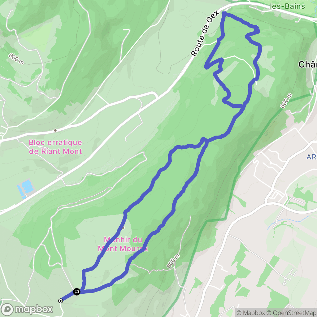Grilly : carte du parcours de randonnée - France