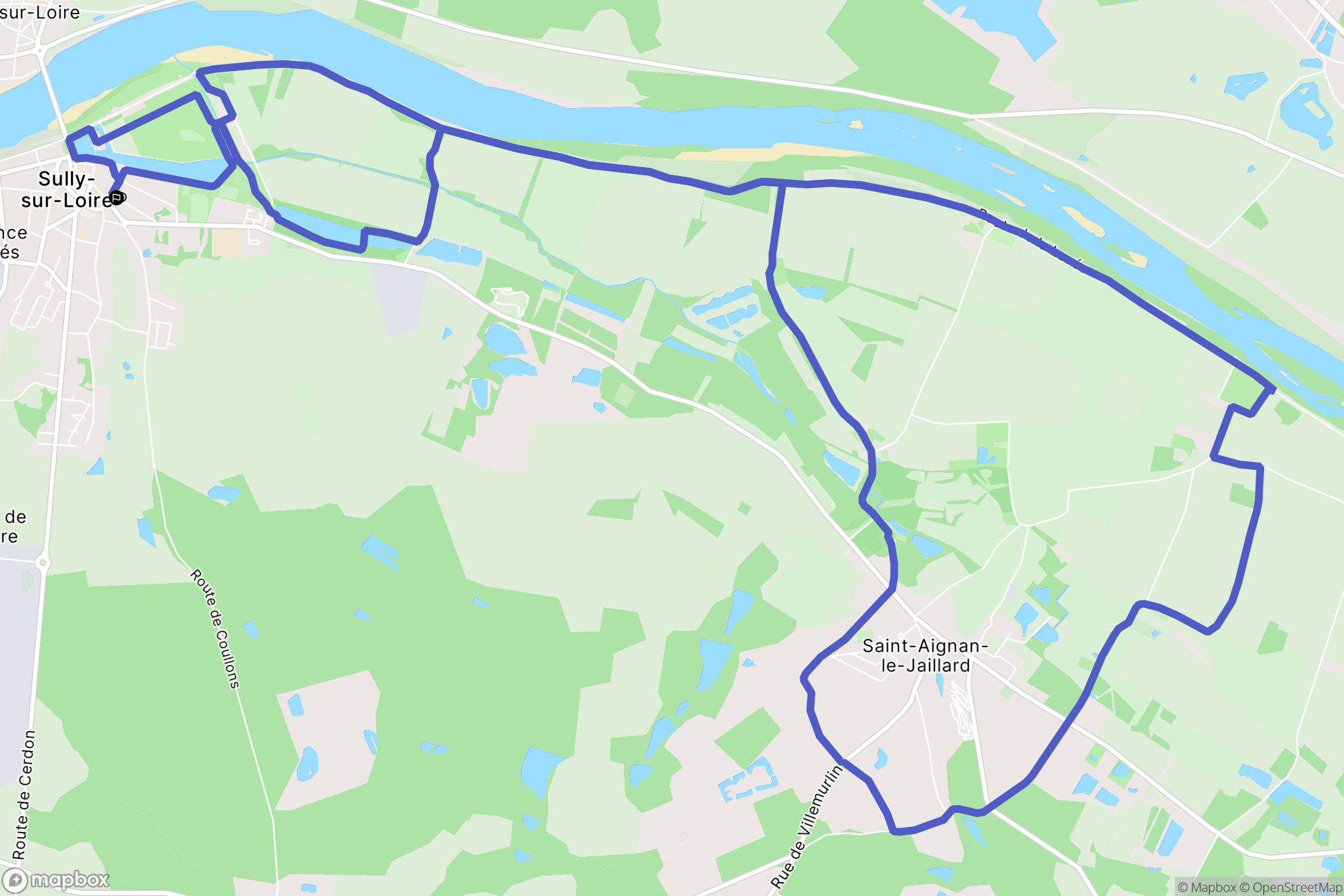 Sully-sur-Loire : carte du parcours de randonnée - France