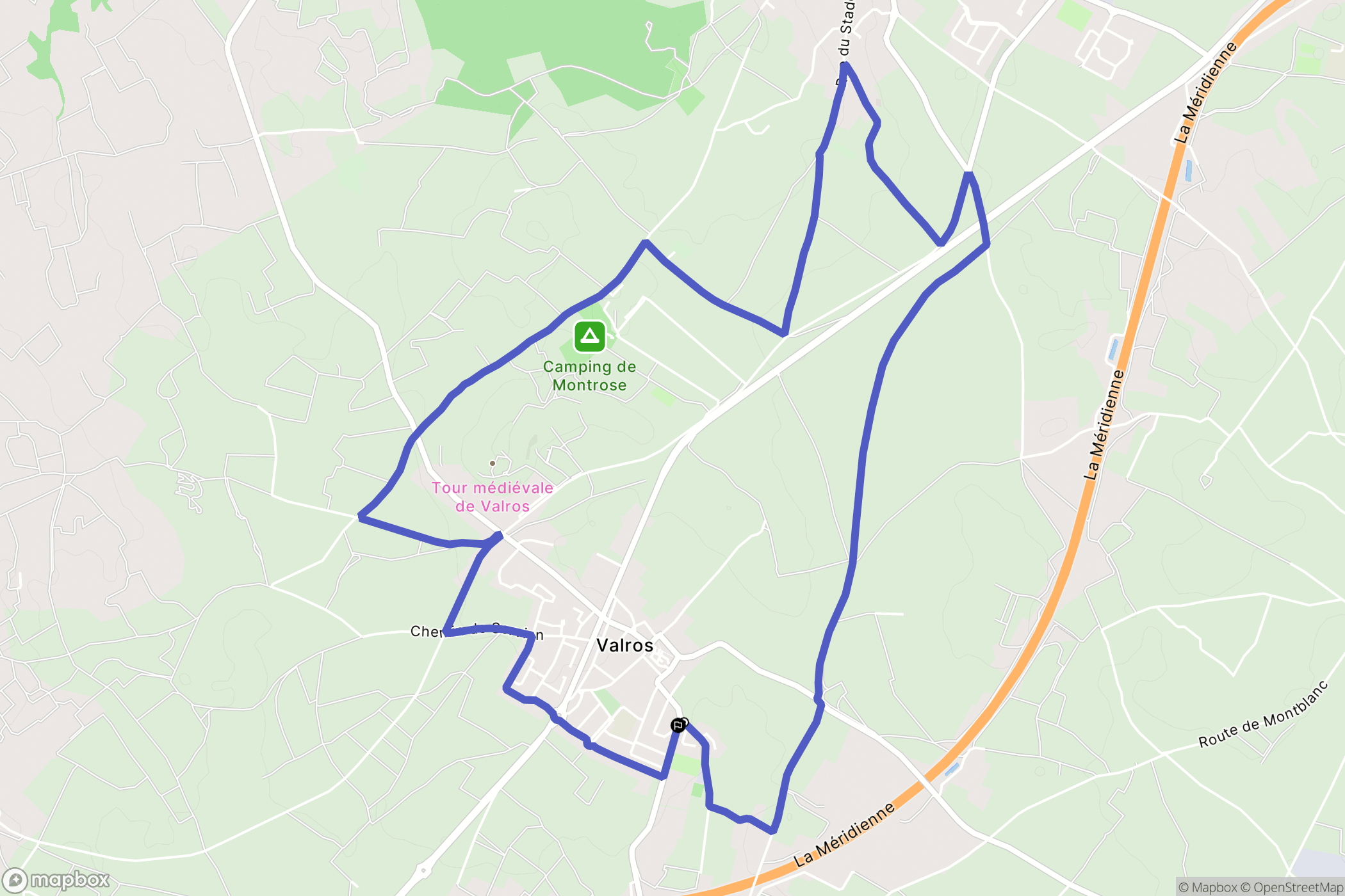 Valros : carte du parcours de randonnée - France
