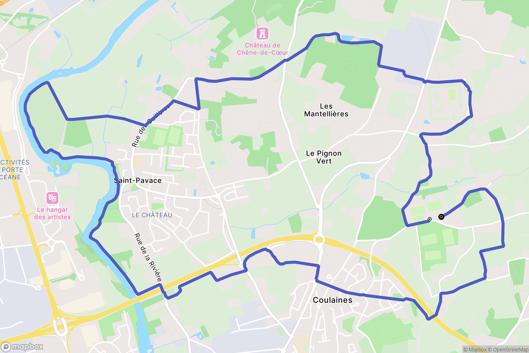 Coulaines : carte du parcours de randonnée - France