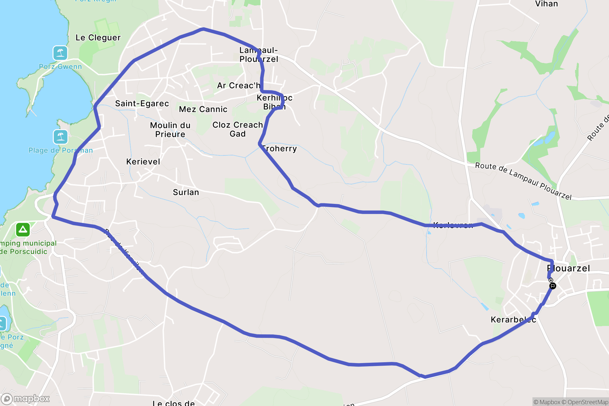 Plouarzel : carte du parcours de randonnée - France