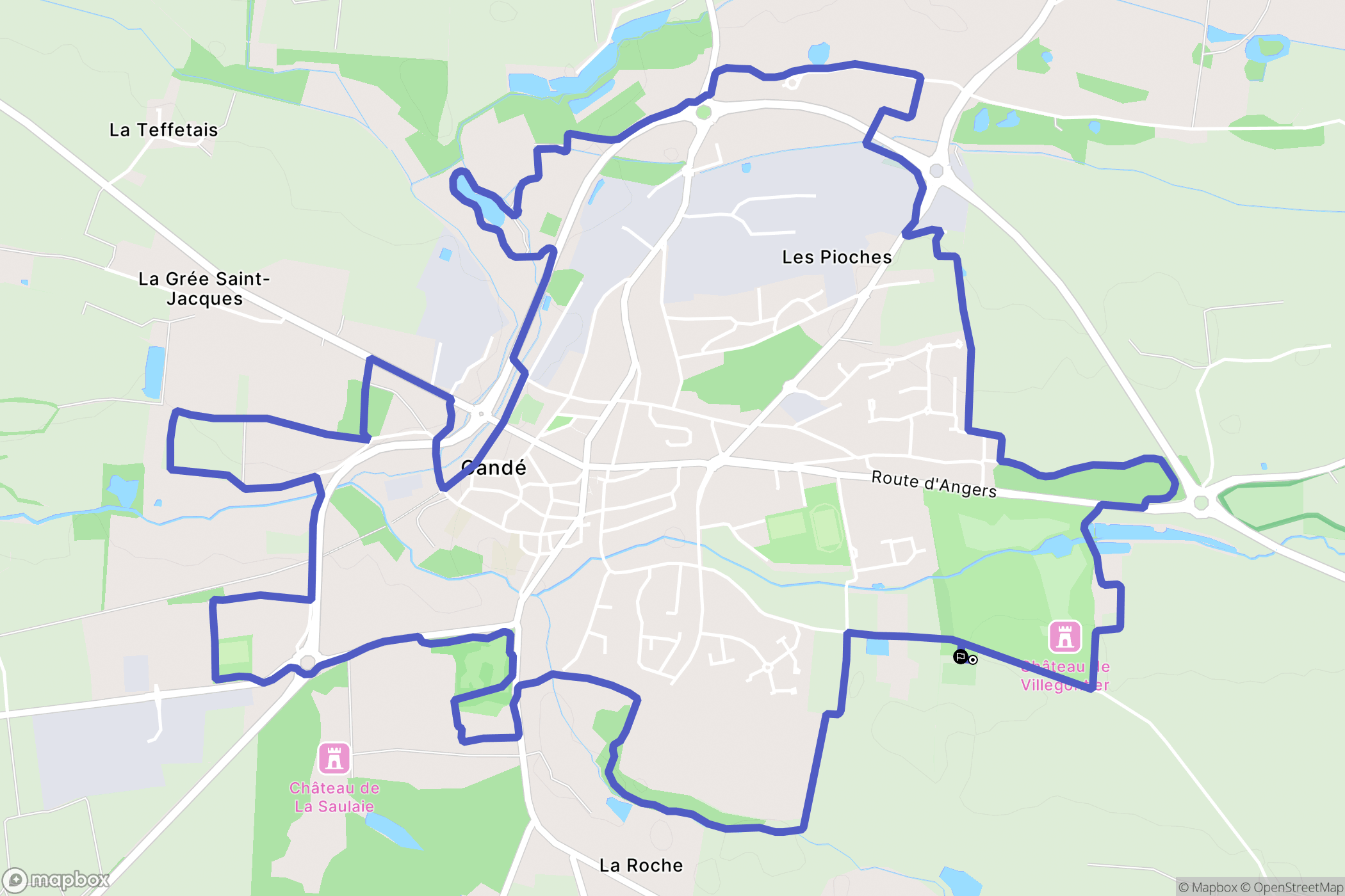 Candé : carte du parcours de randonnée - France