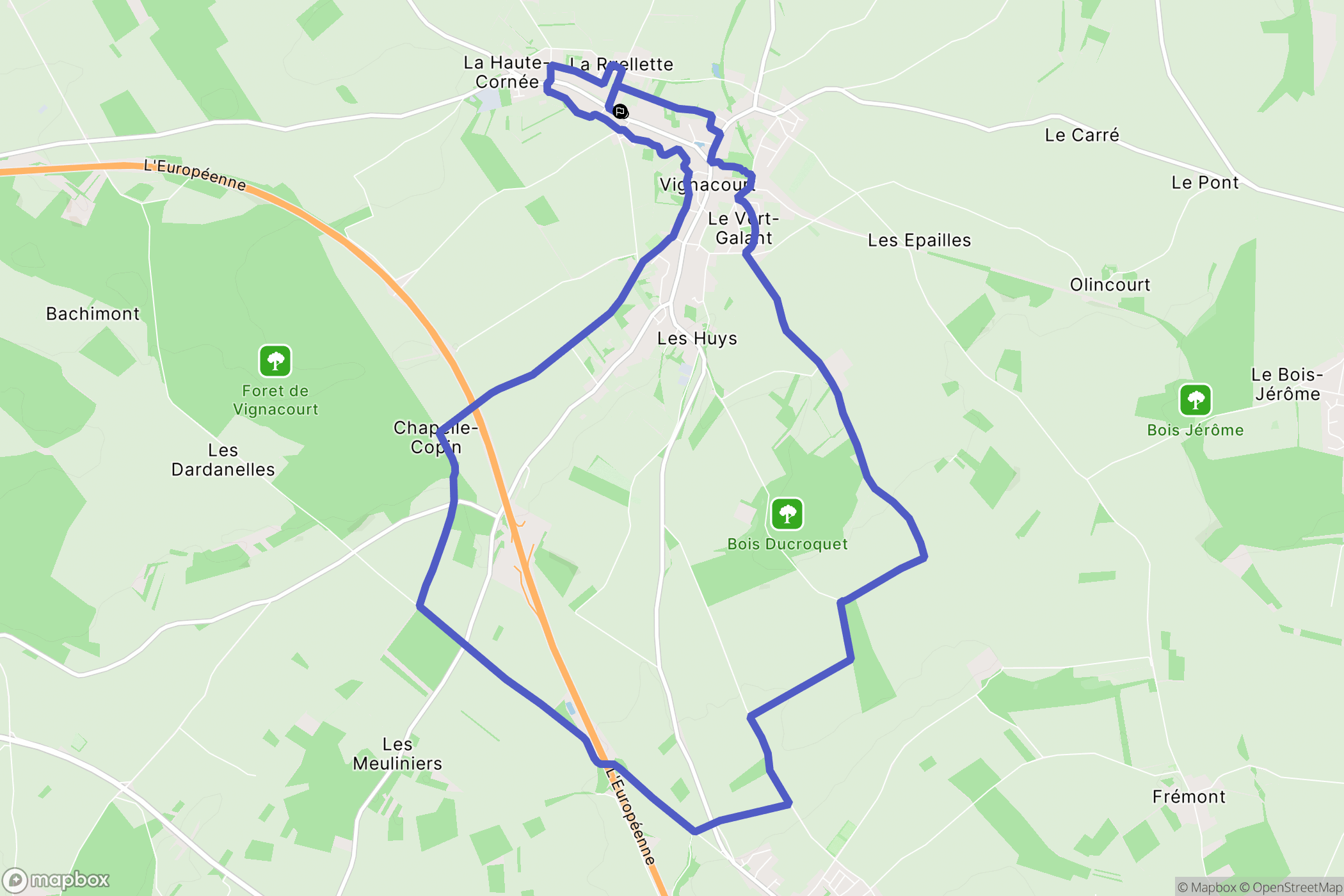 Vignacourt : carte du parcours de randonnée - France