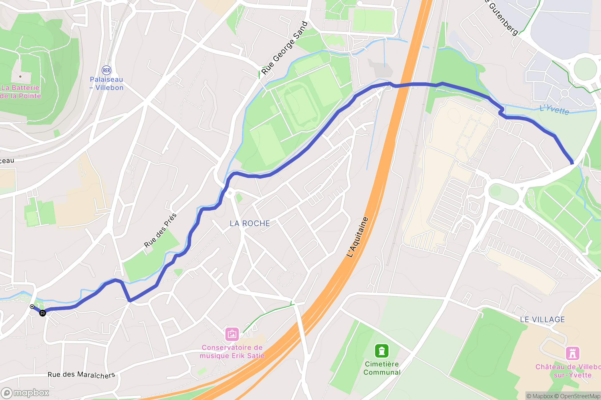 Villebon-sur-Yvette : carte du parcours de randonnée - France