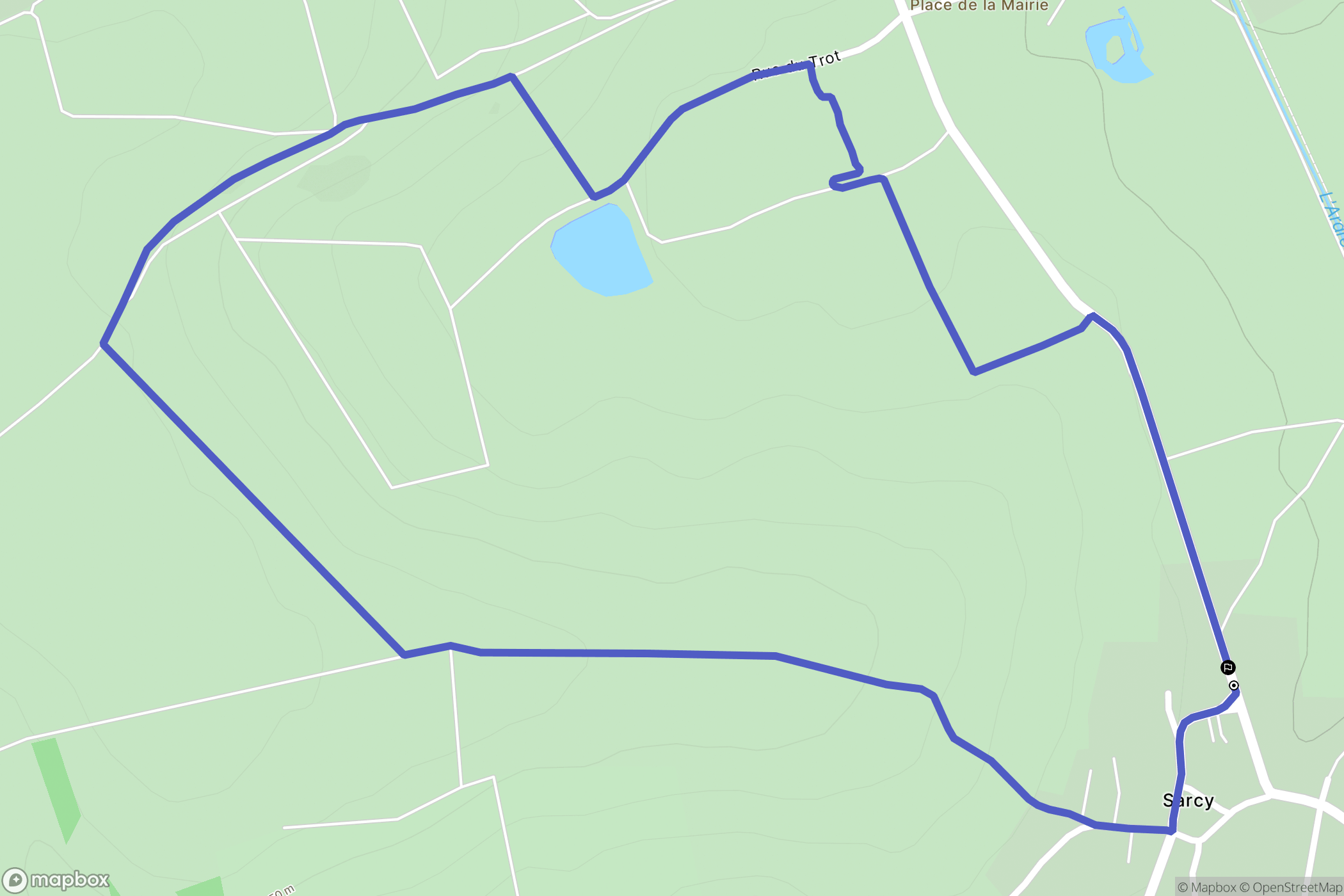 Sarcy : carte du parcours de randonnée - France