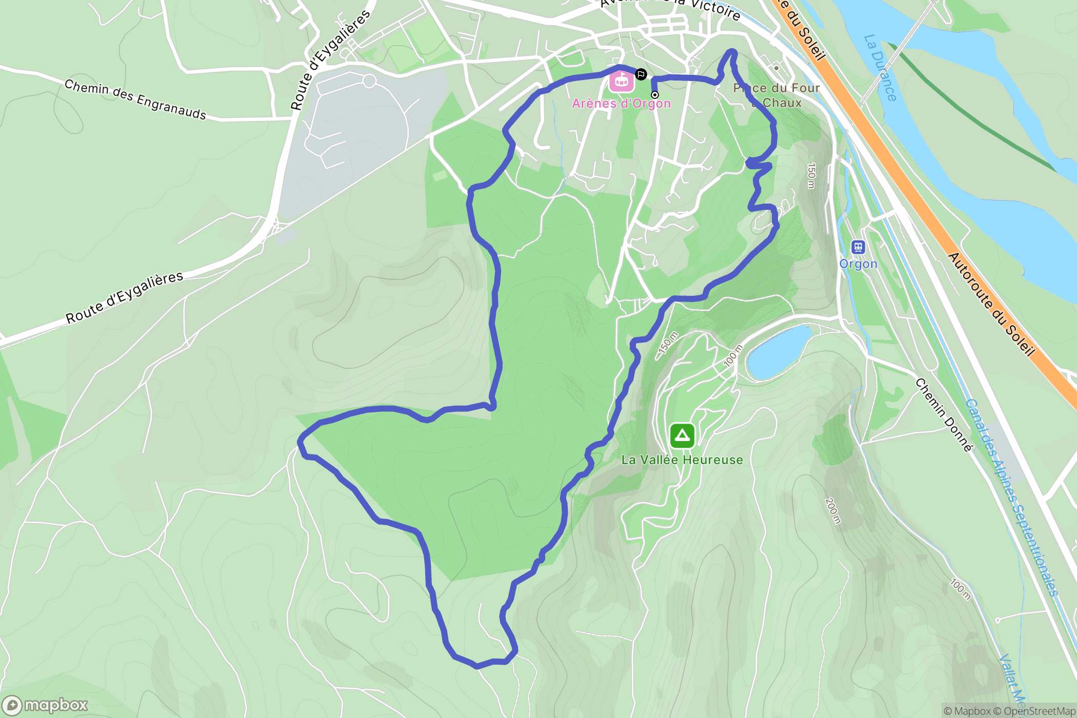 Orgon : carte du parcours de randonnée - France