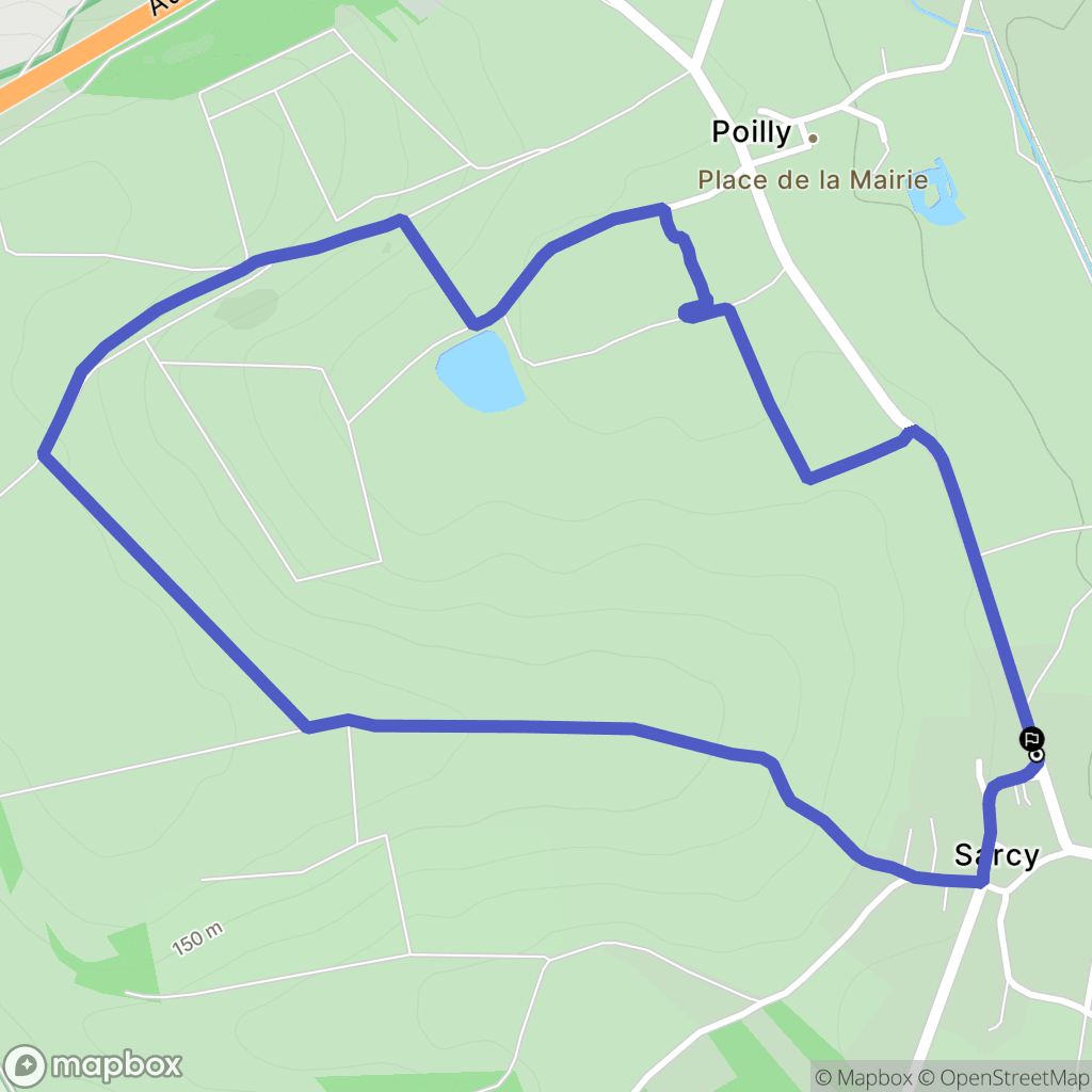 Sarcy : carte du parcours de randonnée - France