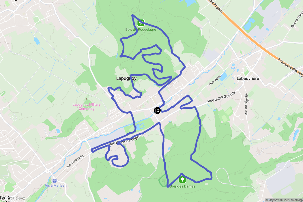 Lapugnoy : carte du parcours de randonnée - France