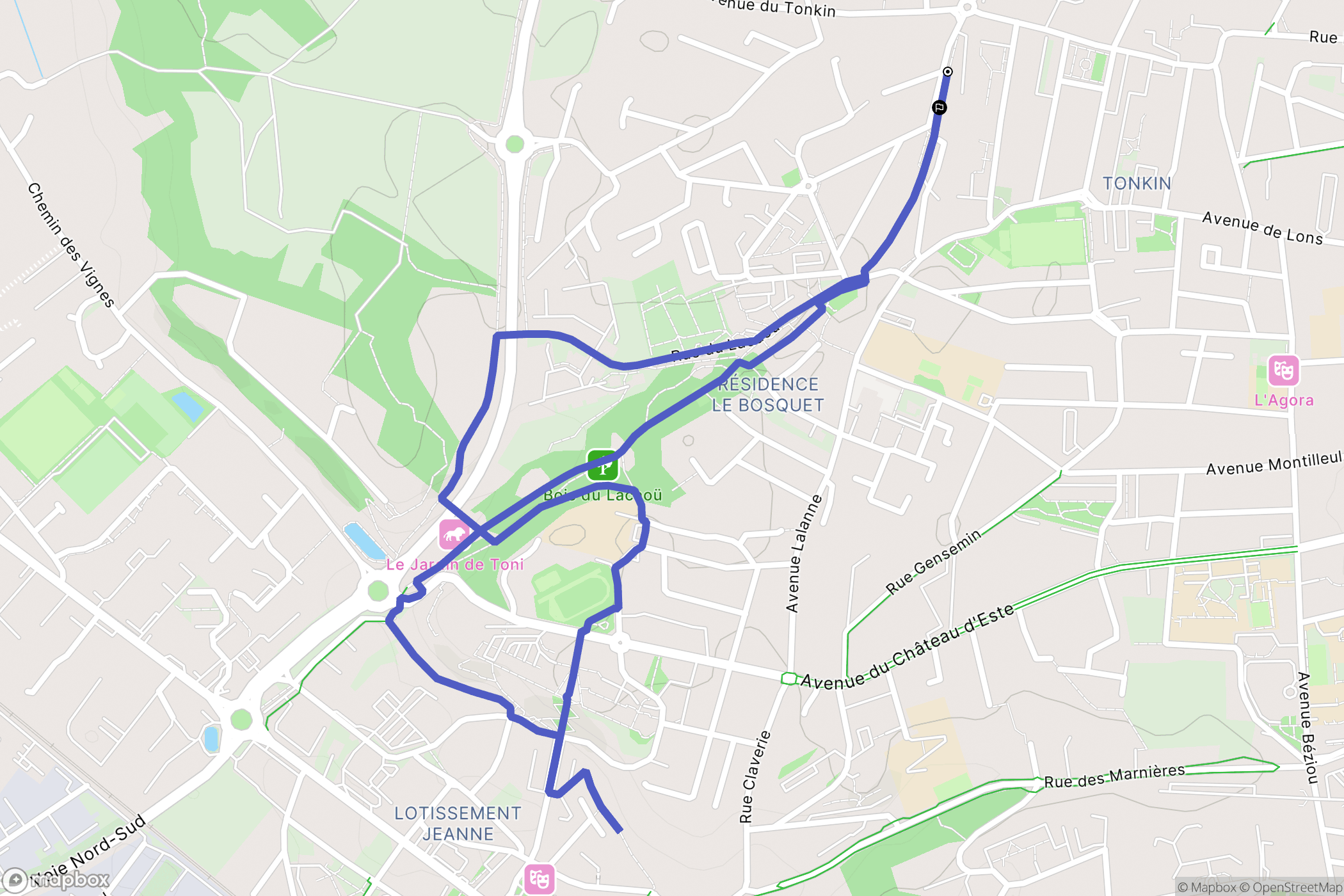 Billère : carte du parcours de randonnée - France