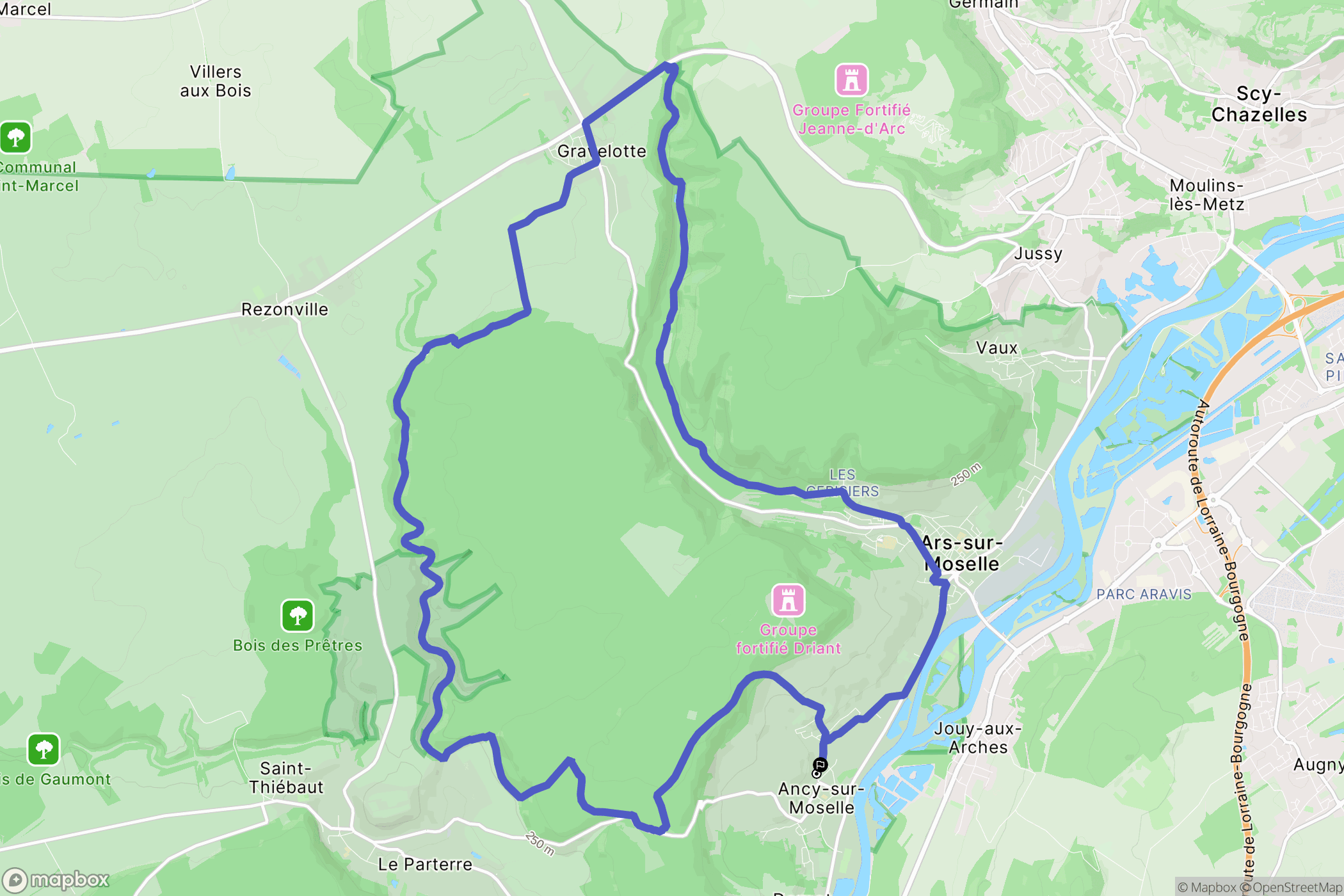 Ancy-Dornot : carte du parcours de randonnée - France
