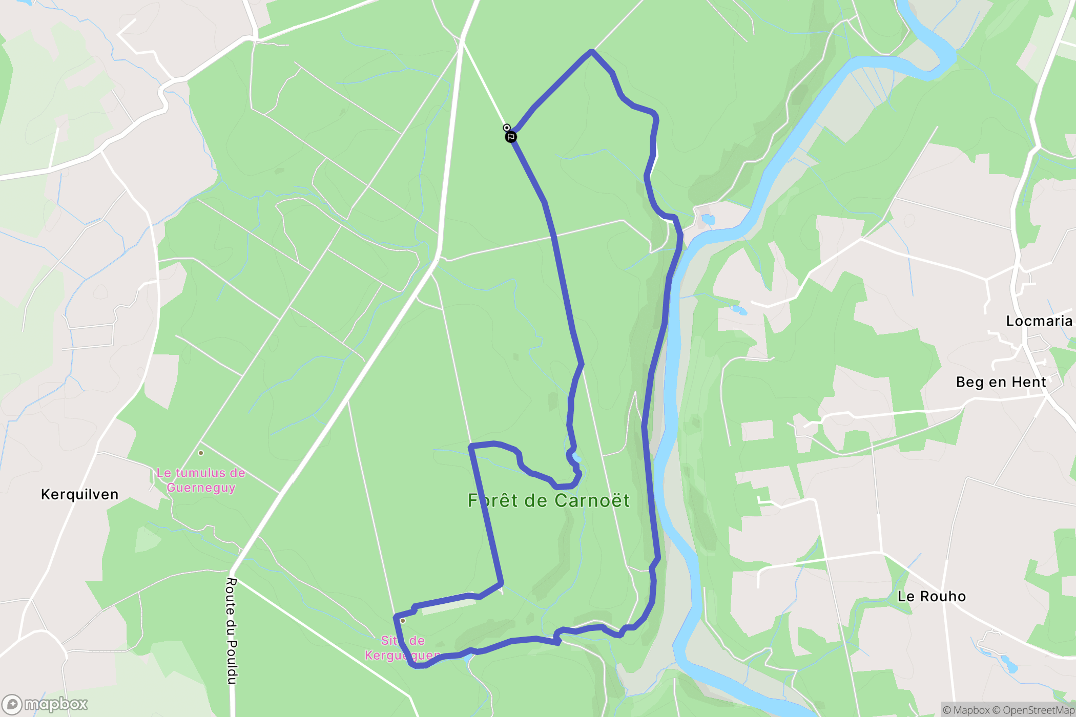 Quimperlé : carte du parcours de randonnée - France