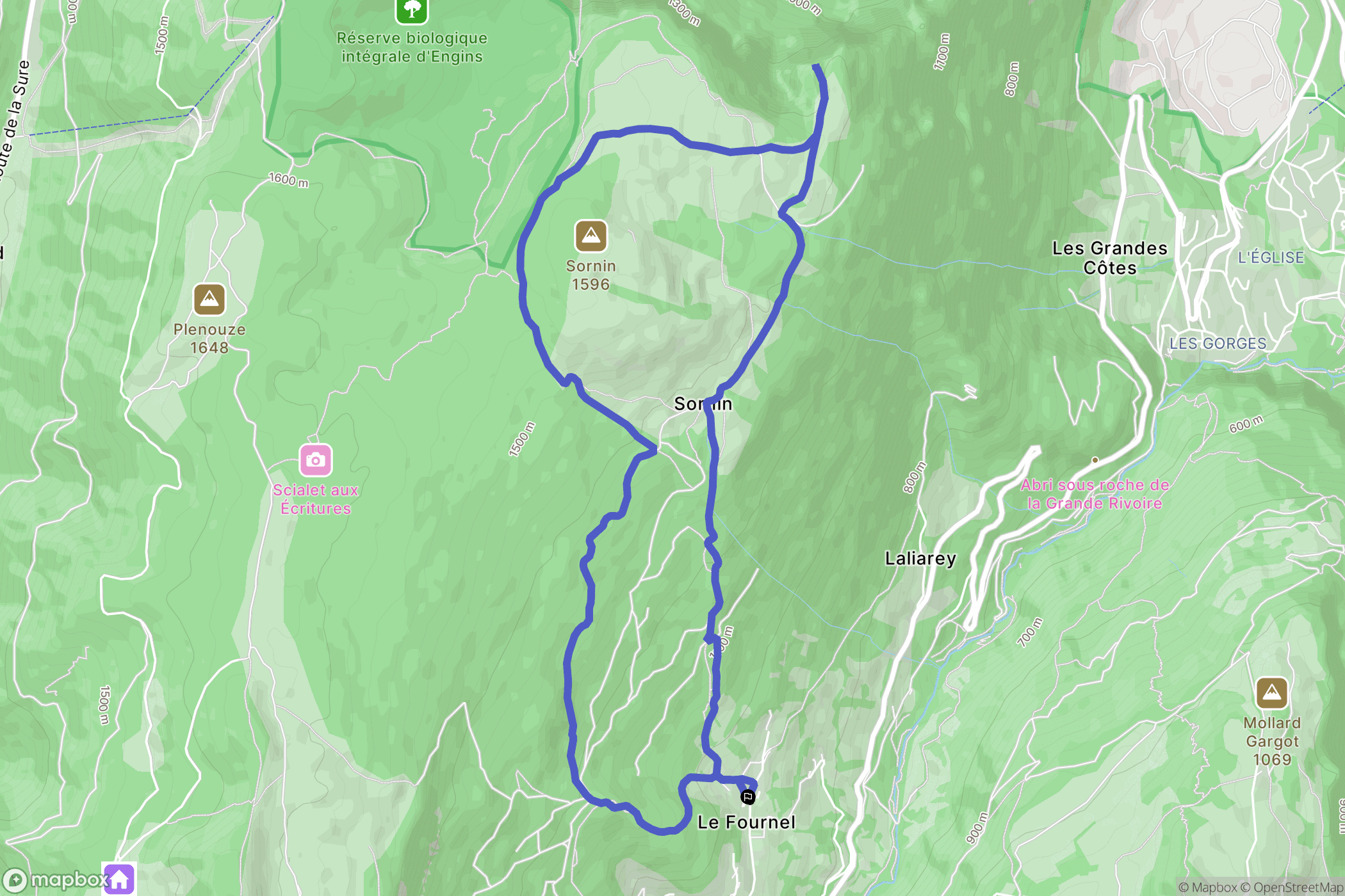 Engins : carte du parcours de randonnée - France