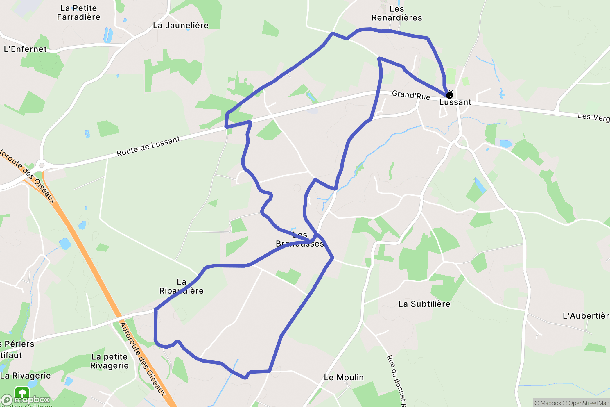 Lussant : carte du parcours de randonnée - France