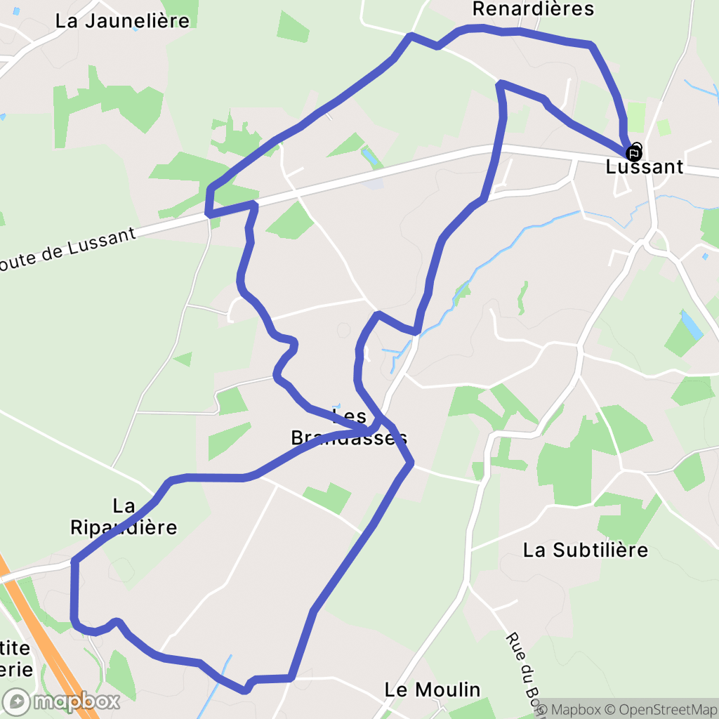 Lussant : carte du parcours de randonnée - France