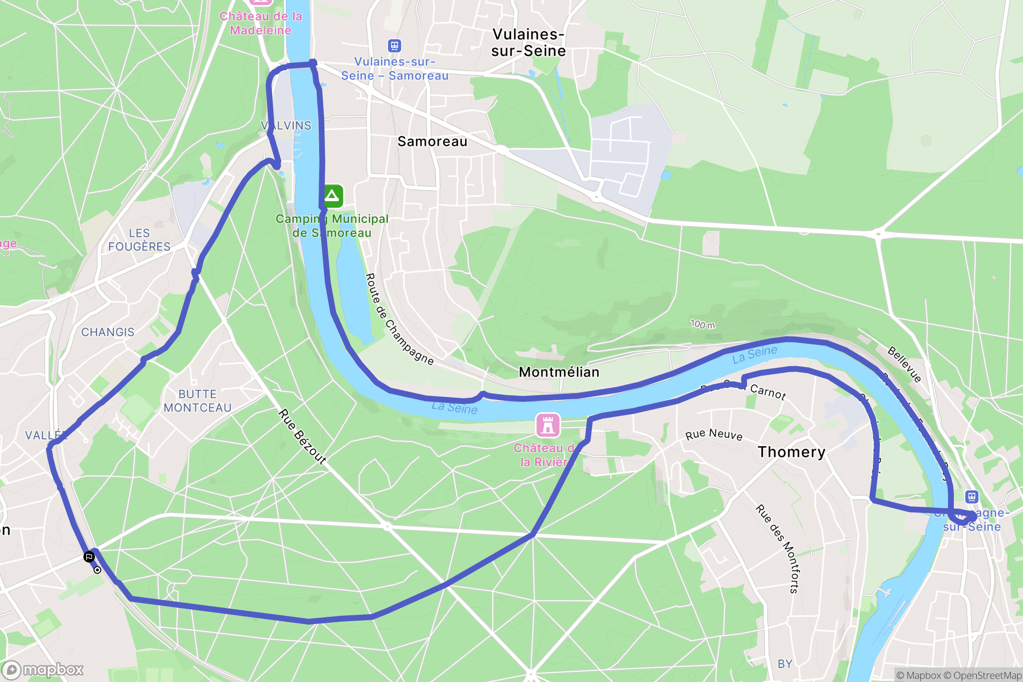 Avon : carte du parcours de randonnée - France