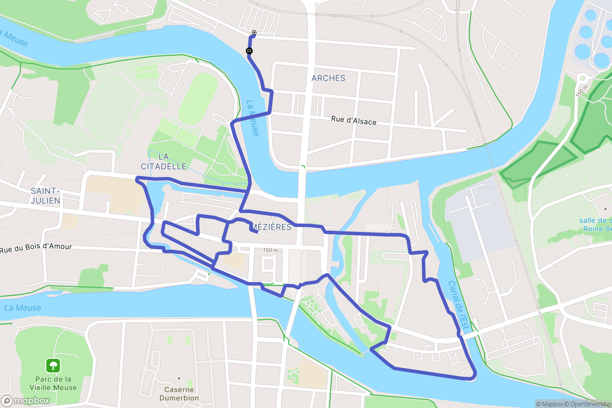 Charleville-Mézières : carte du parcours de randonnée - France
