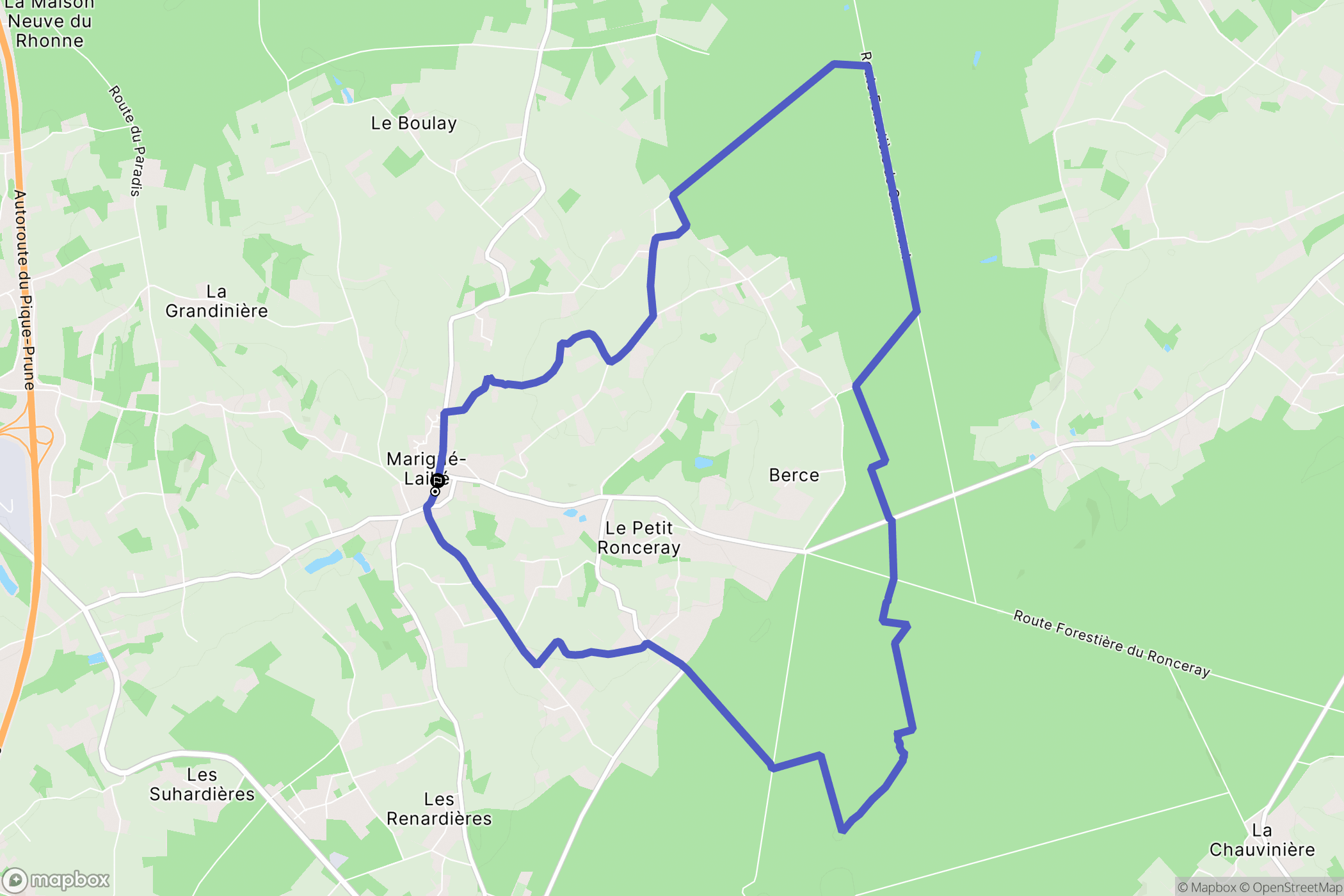 Marigné-Laillé : carte du parcours de randonnée - France