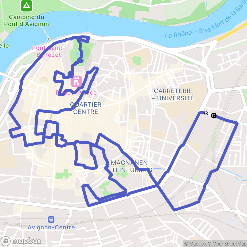 Avignon : carte du parcours de randonnée - France