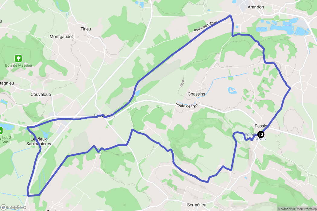 Arandon-Passins : carte du parcours de randonnée - France
