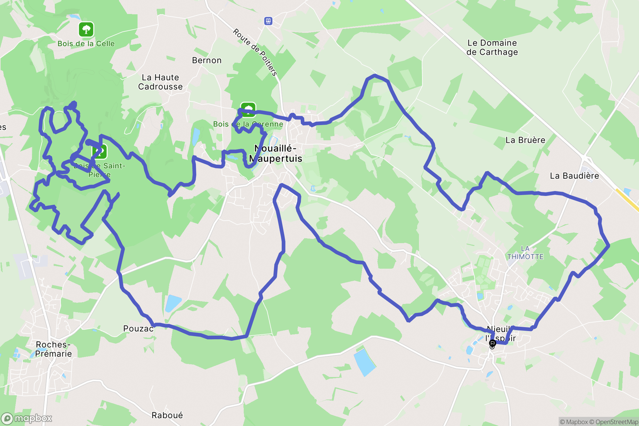 Nieuil-l'Espoir : carte du parcours de randonnée - France