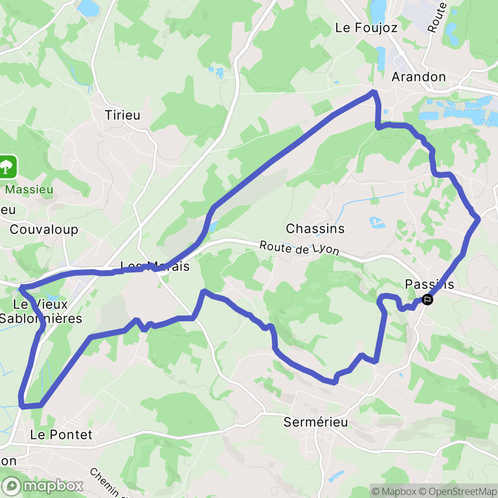 Arandon-Passins : carte du parcours de randonnée - France