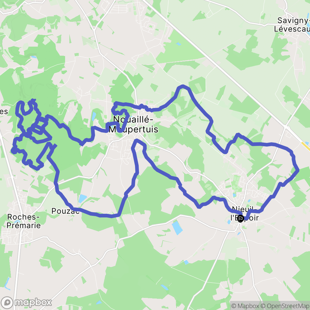 Nieuil-l'Espoir : carte du parcours de randonnée - France