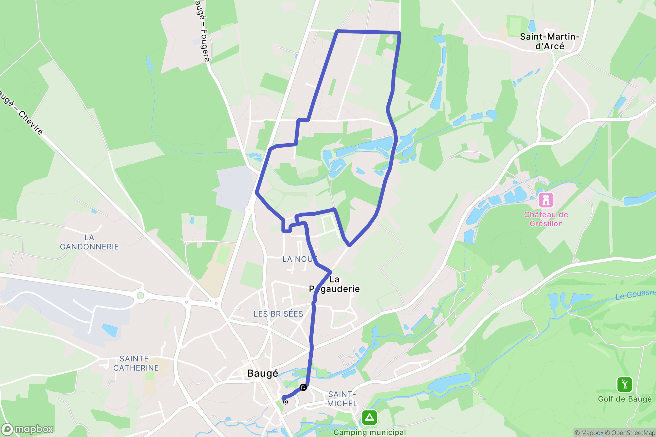 Baugé en Anjou : carte du parcours de randonnée - France