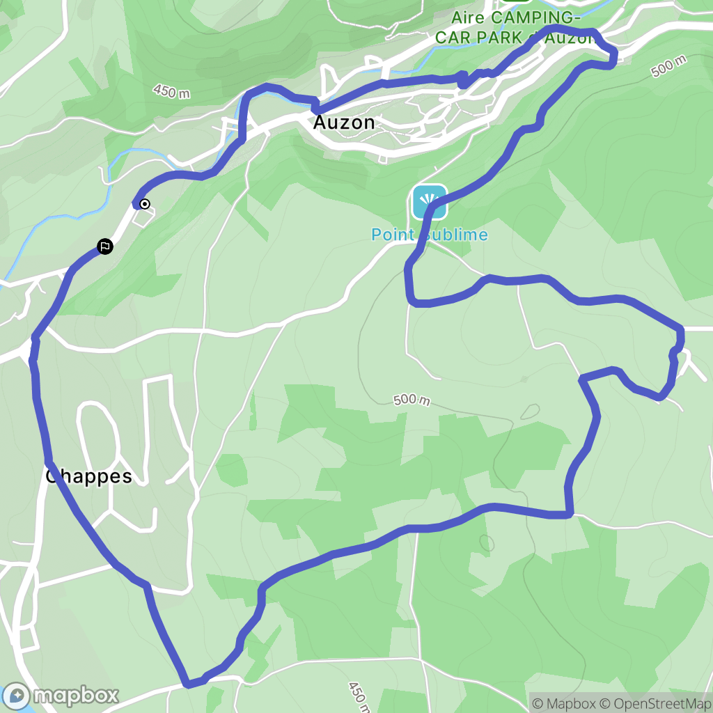 Auzon : carte du parcours de randonnée - France