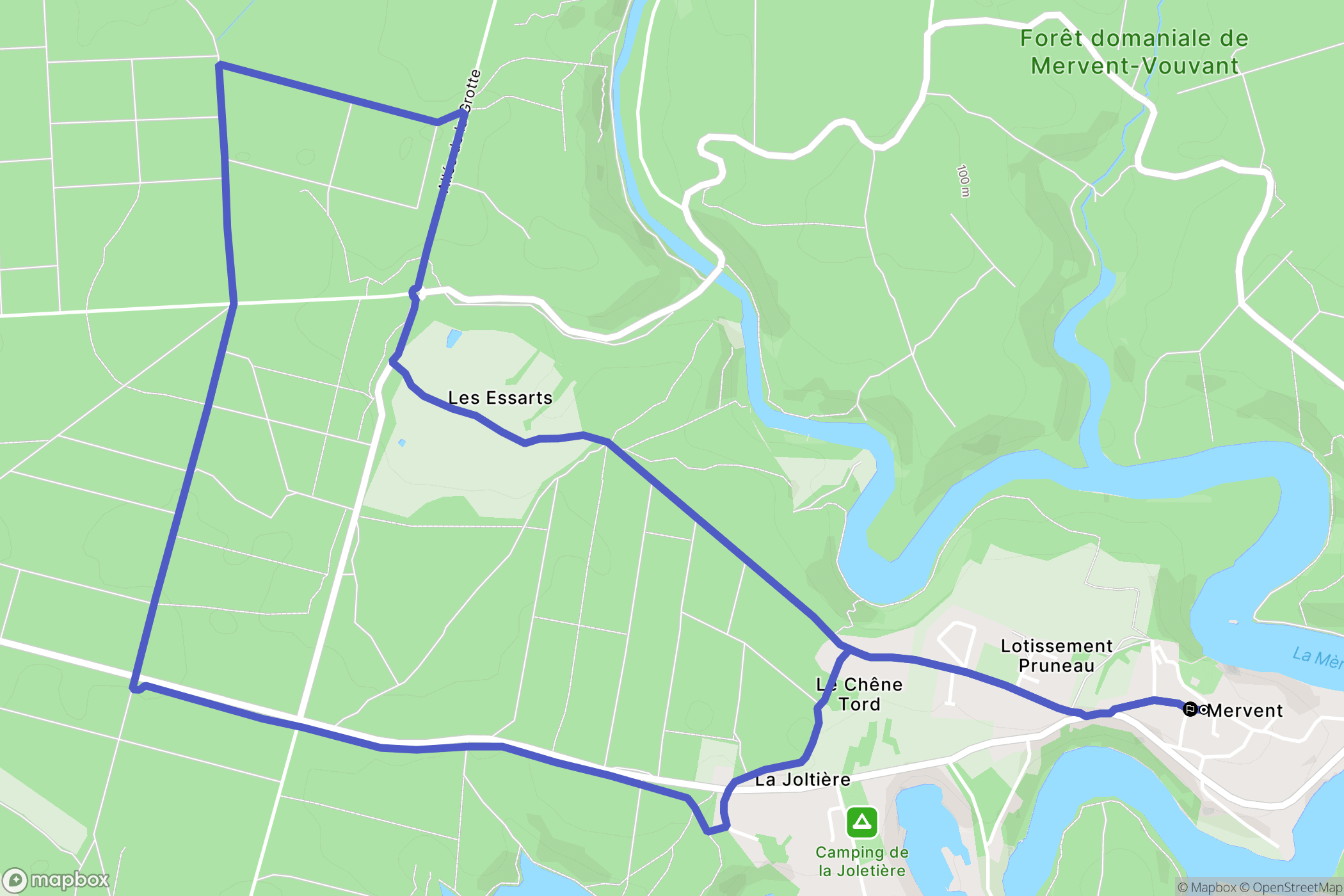 Mervent : carte du parcours de randonnée - France