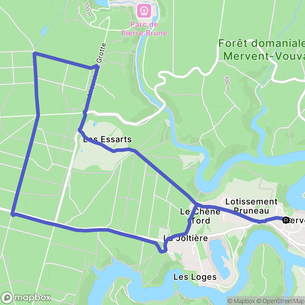Mervent : carte du parcours de randonnée - France