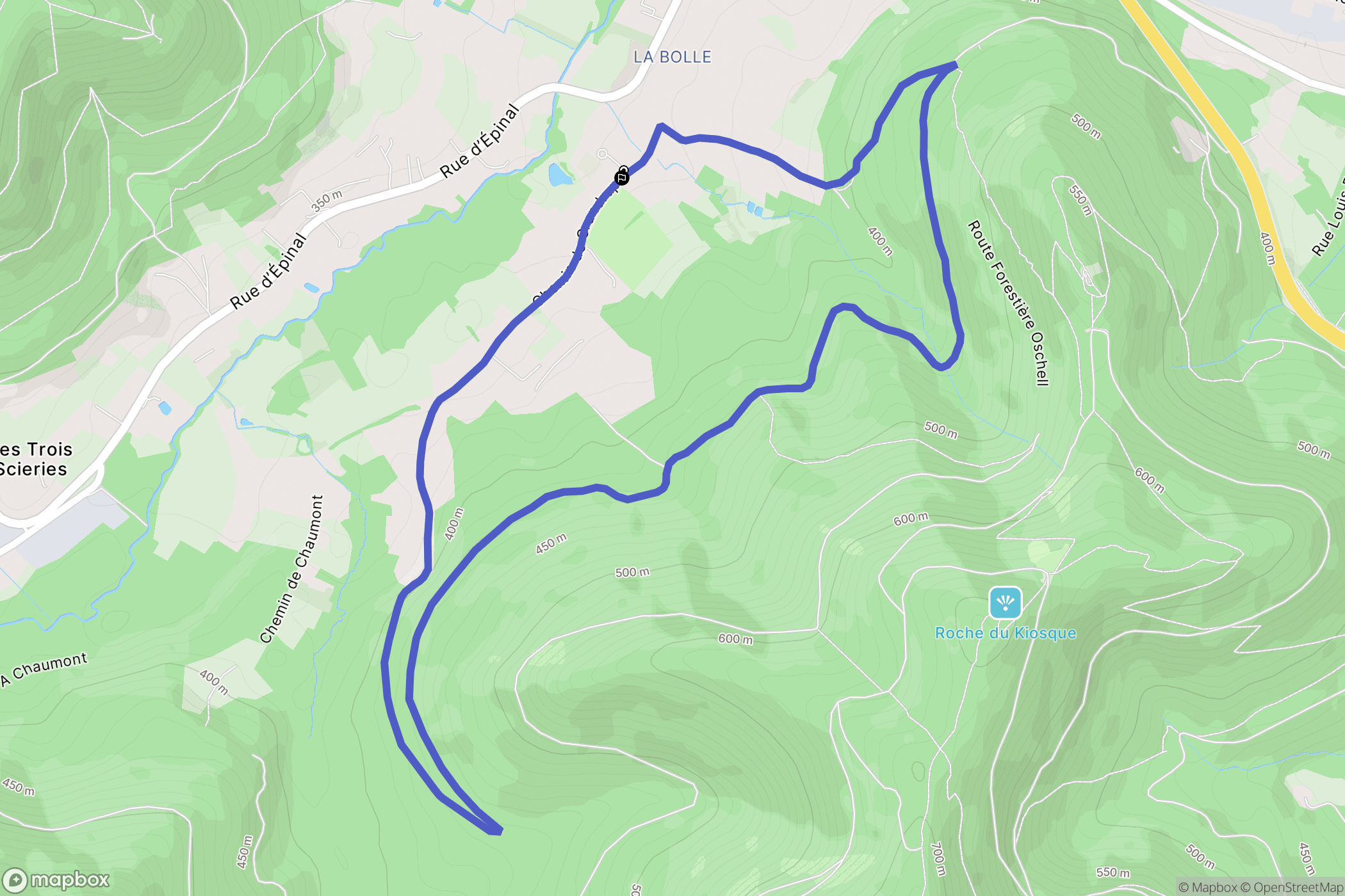Saint Dié les Vosges : carte du parcours de randonnée - France