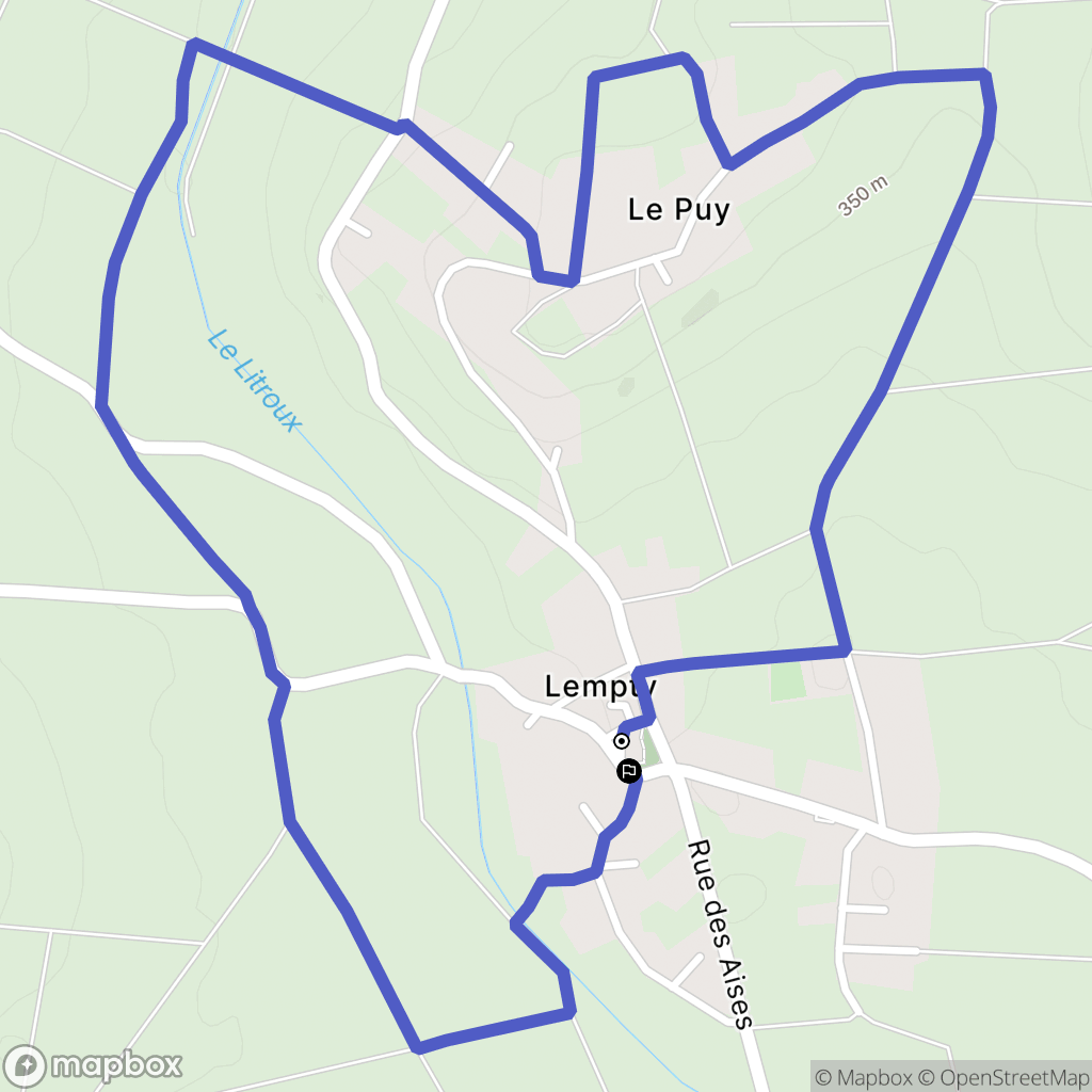 Lempty : carte du parcours de randonnée - France