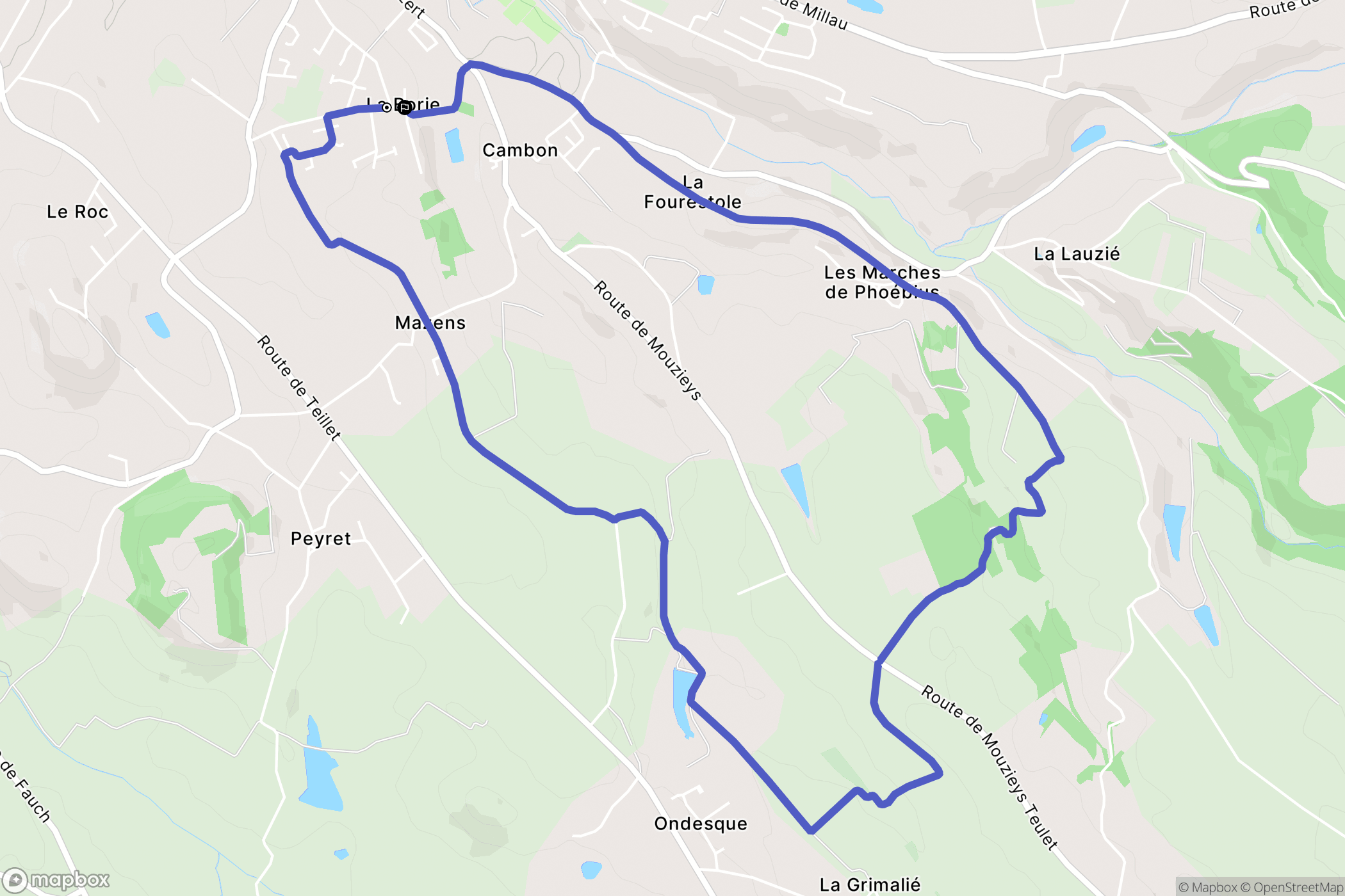 Cambon : carte du parcours de randonnée - France