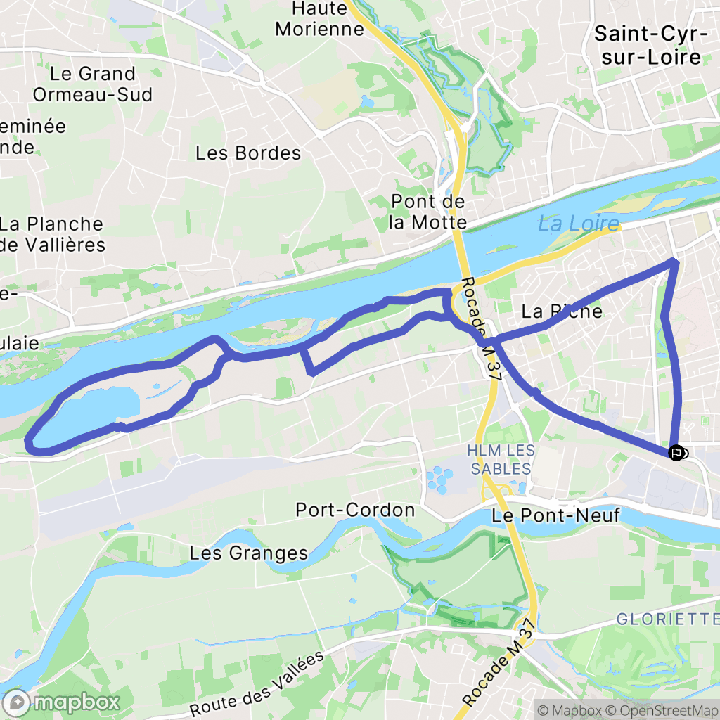 Tours : carte du parcours de randonnée - France