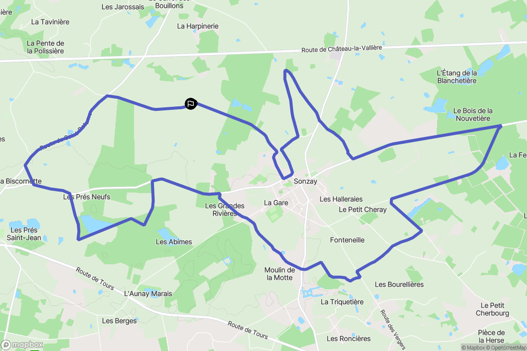 Sonzay : carte du parcours de randonnée - France
