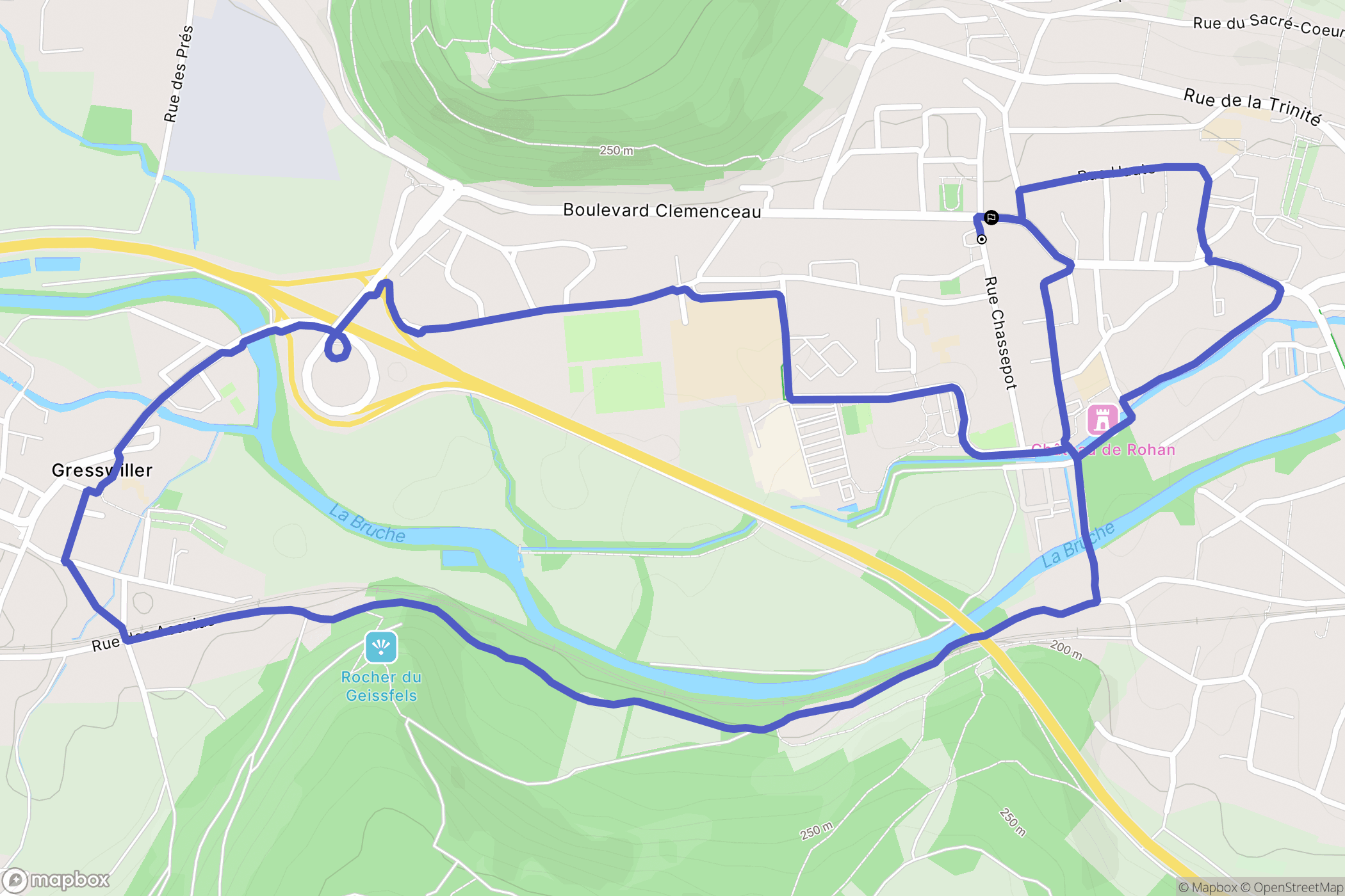 Mutzig : carte du parcours de randonnée - France