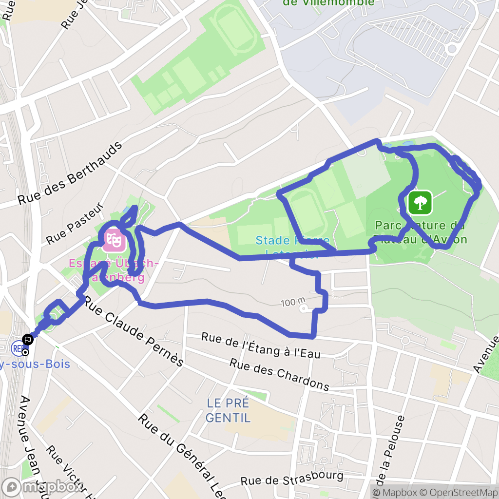 Rosny-sous-Bois : carte du parcours de randonnée - France