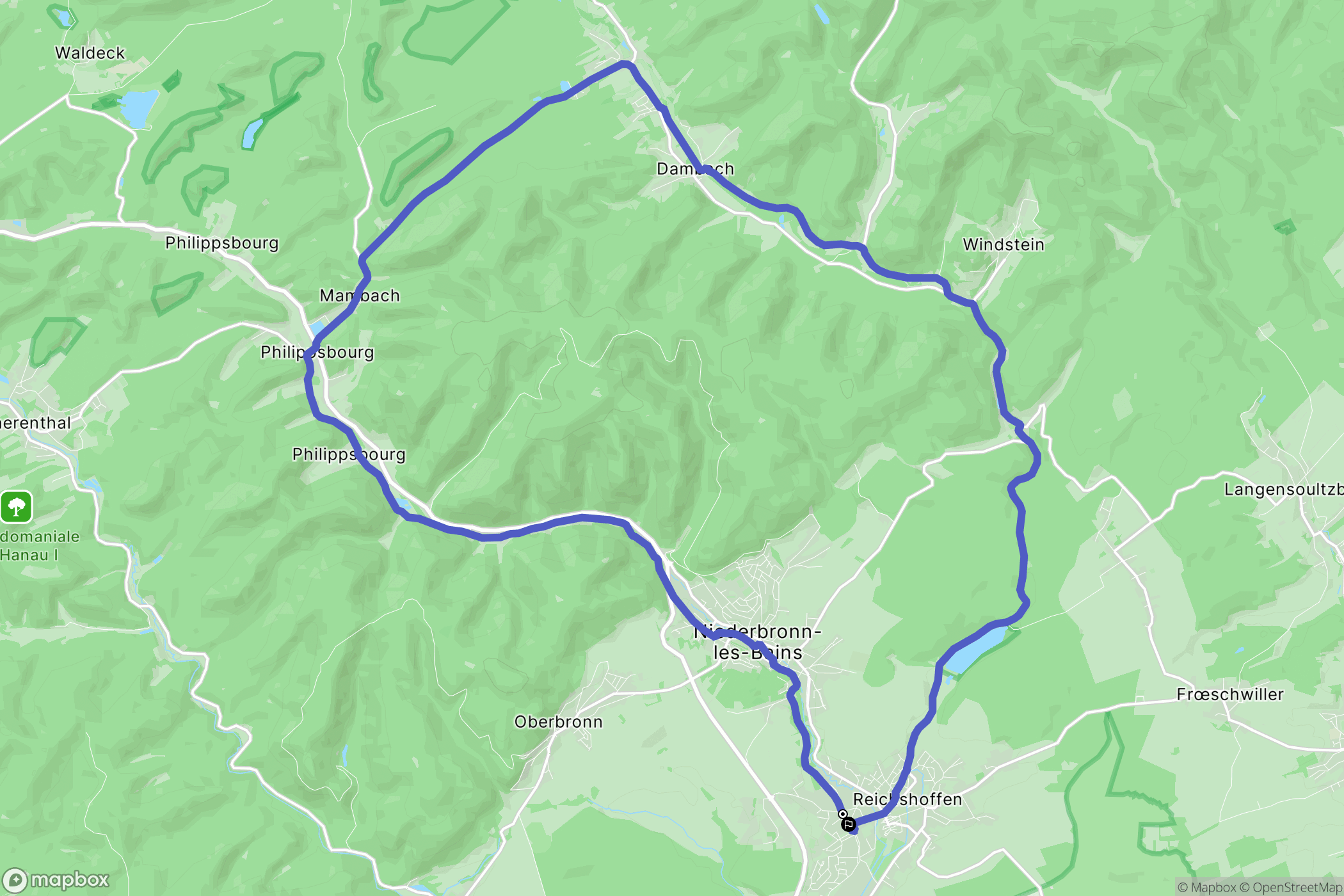 Reichshoffen : carte du parcours de randonnée - France
