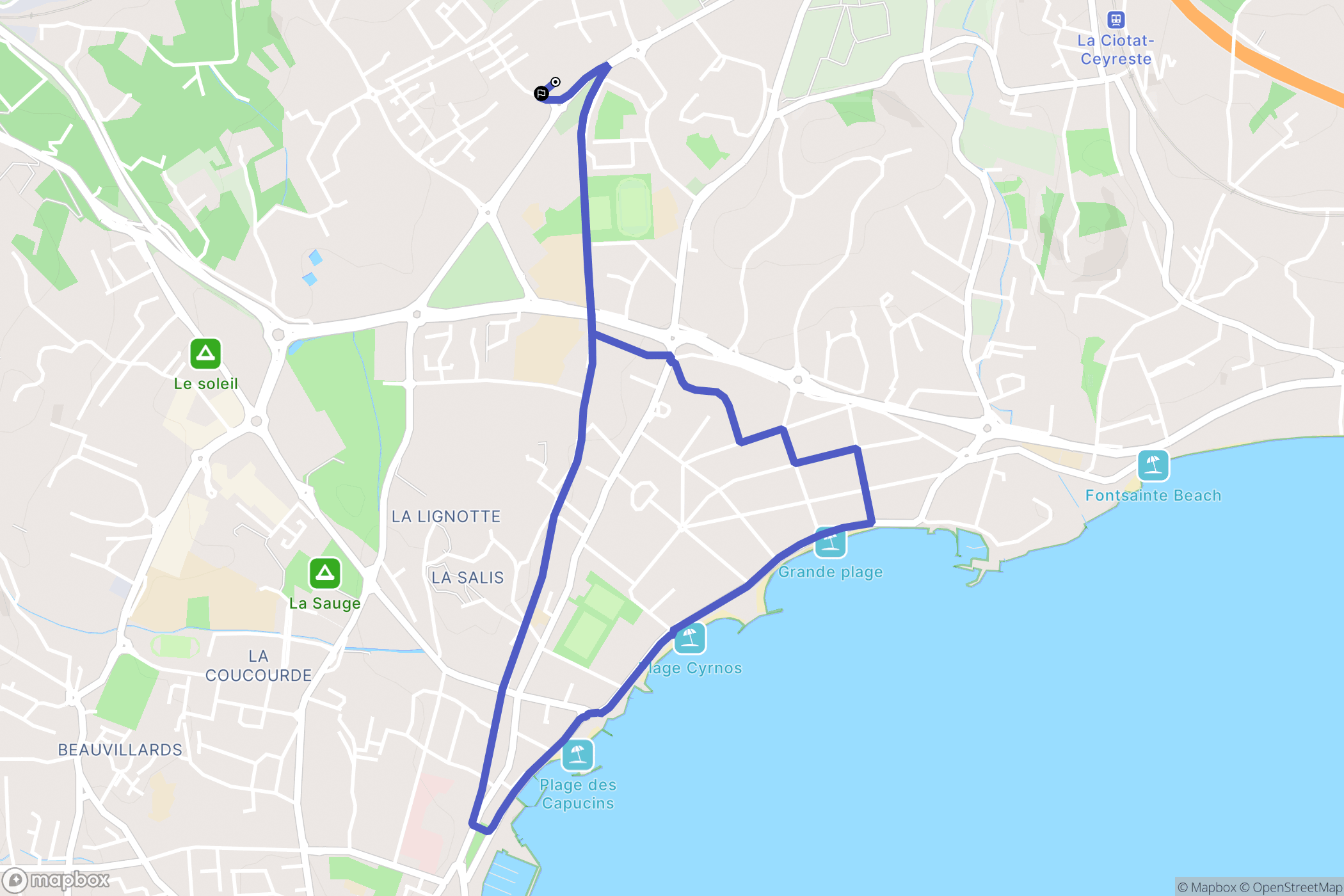 La Ciotat : carte du parcours de randonnée - France