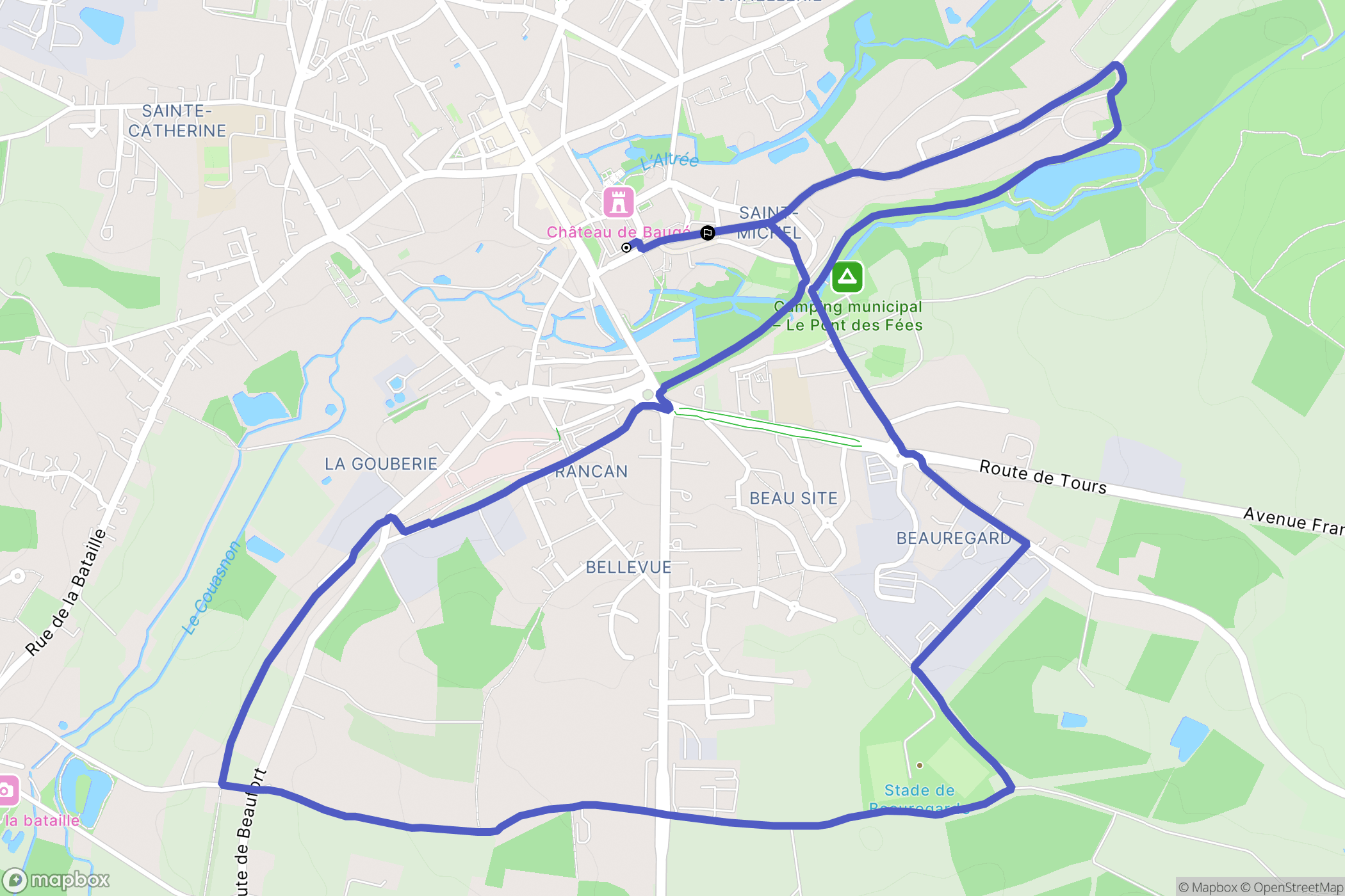 Baugé en Anjou : carte du parcours de randonnée - France