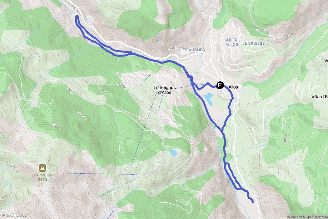 Allos : carte du parcours de randonnée - France