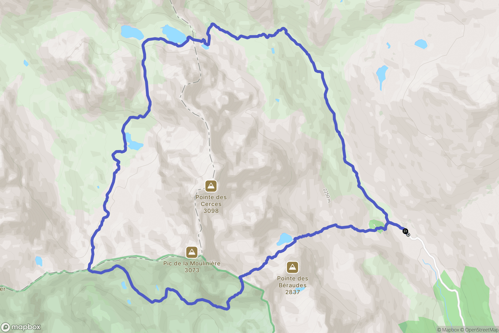 Névache : carte du parcours de randonnée - France