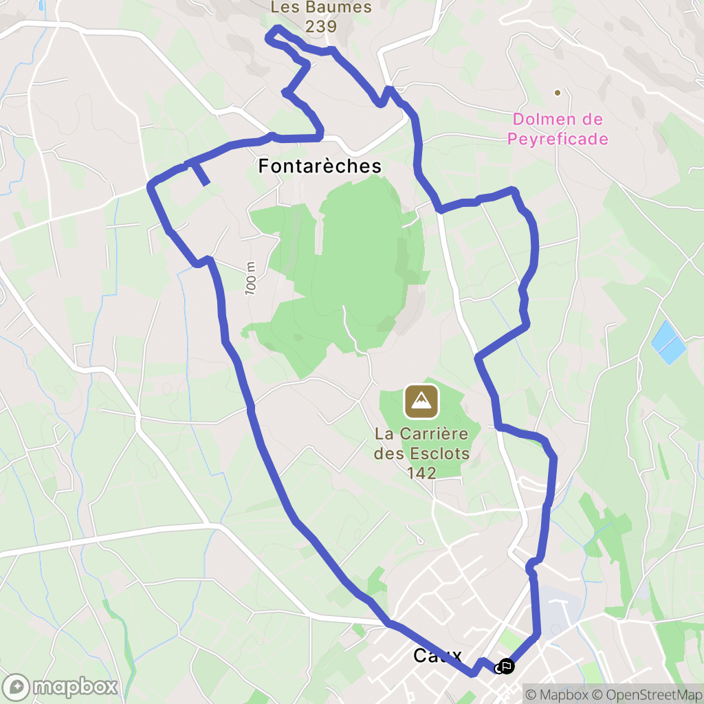 Caux : carte du parcours de randonnée - France