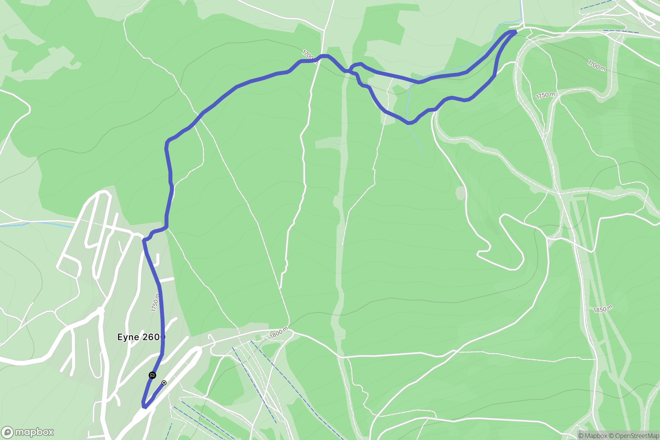 Eyne : carte du parcours de randonnée - France