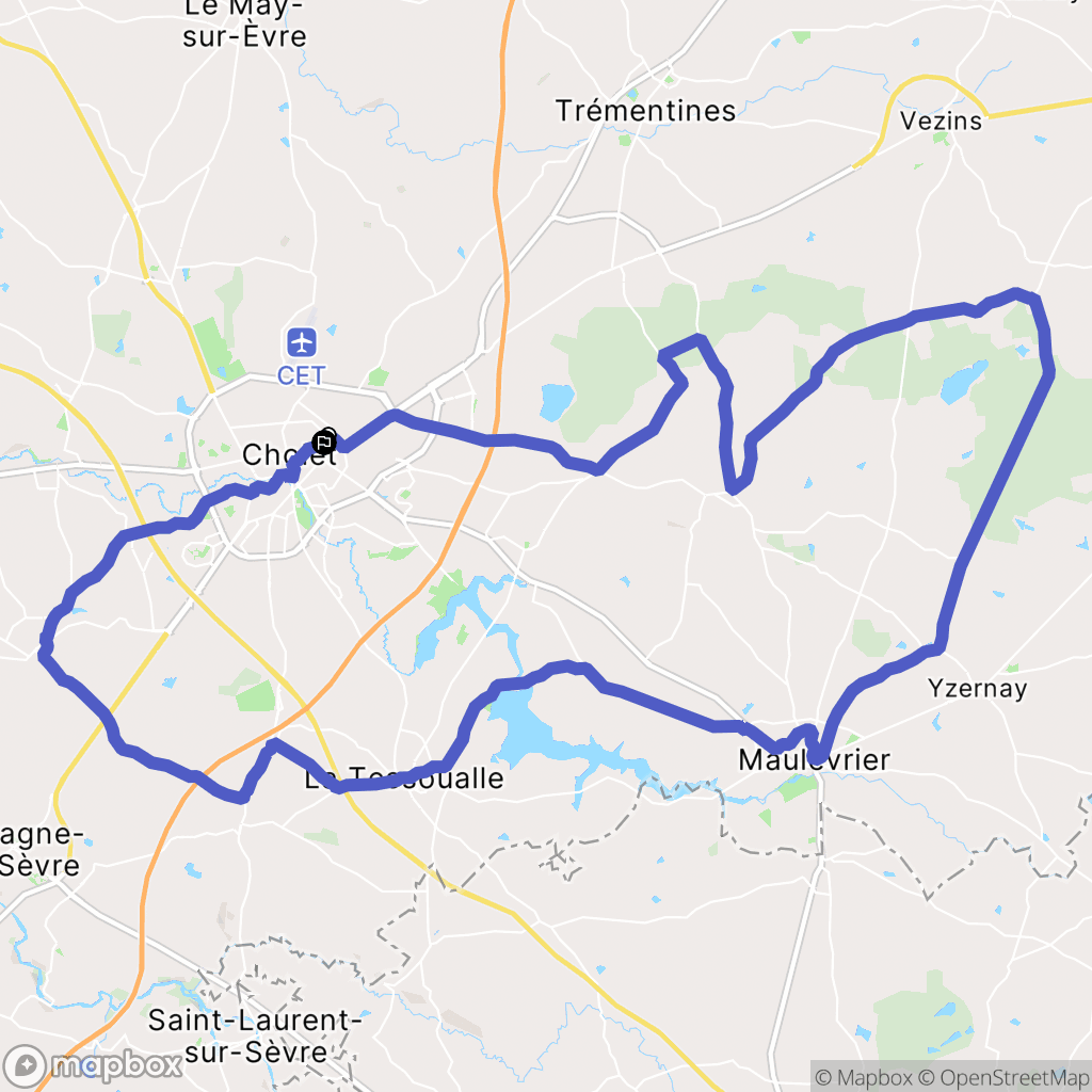 Cholet : carte du parcours de randonnée - France