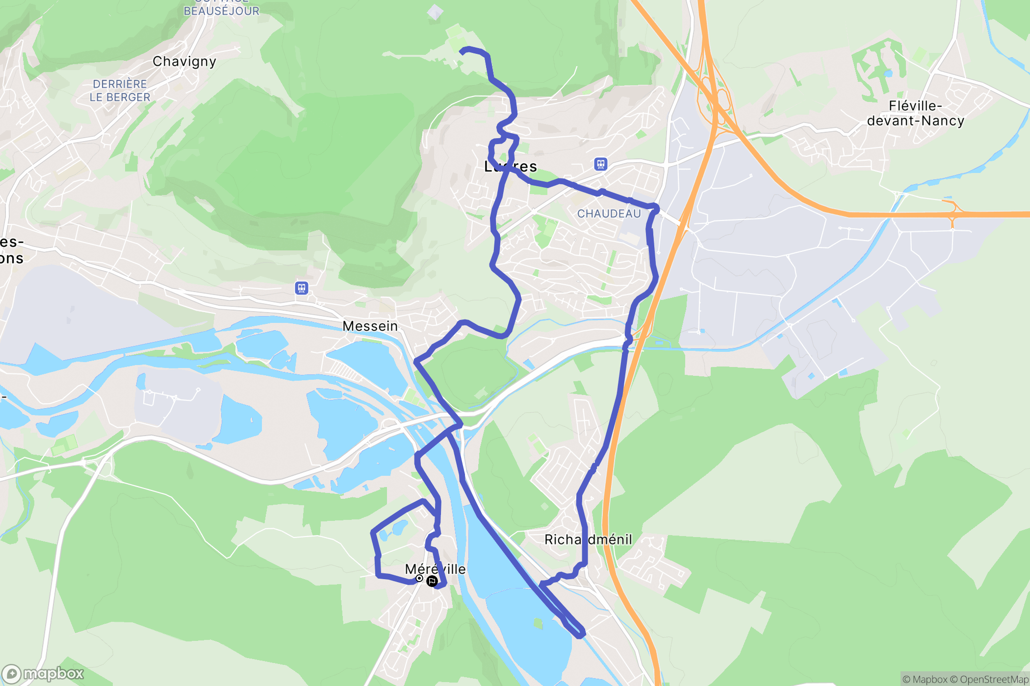 Méréville : carte du parcours de randonnée - France