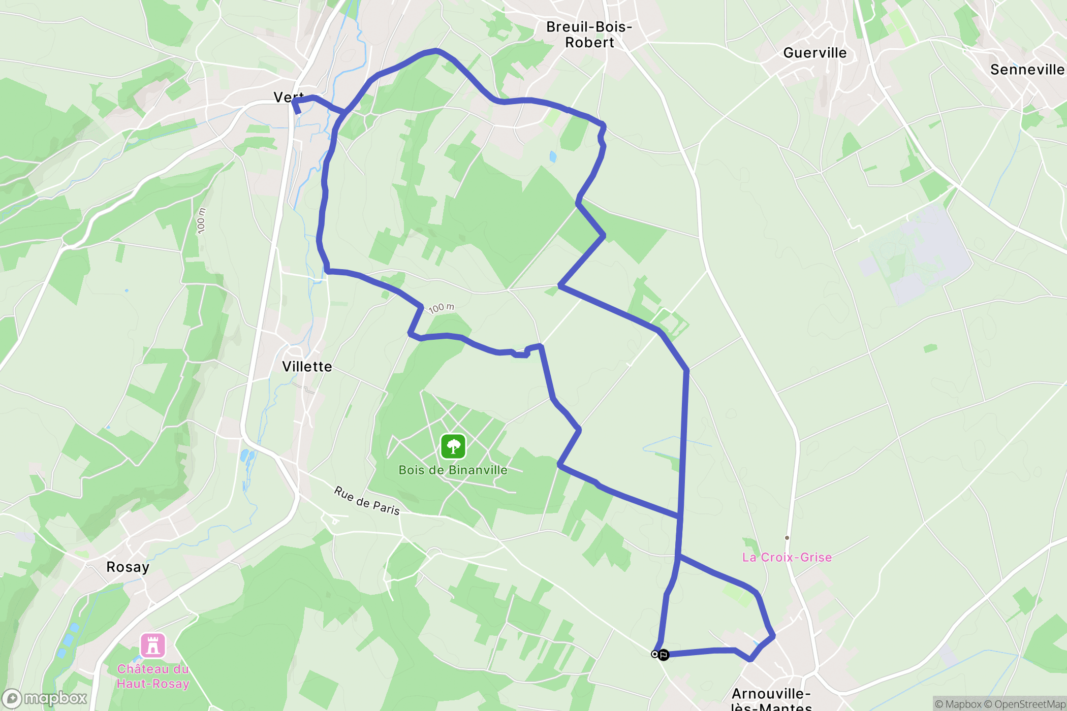 Arnouville-lès-Mantes : carte du parcours de randonnée - France
